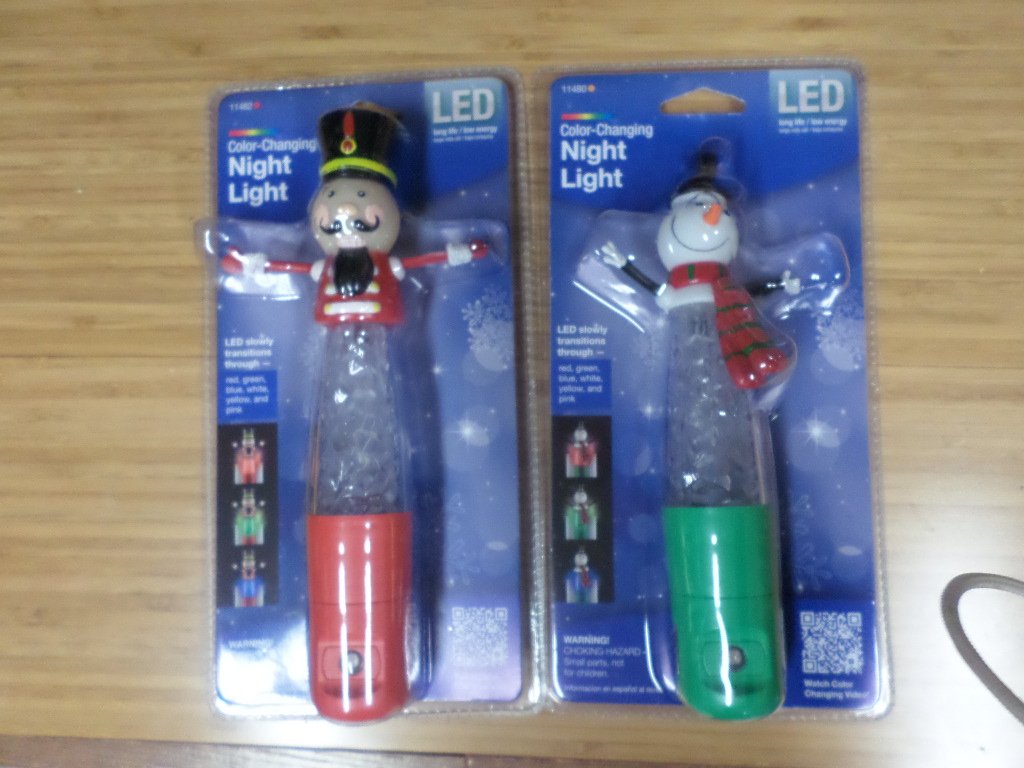 Jasco LED Color Change Night Light Set of 2 - Snowman & Nutcracker