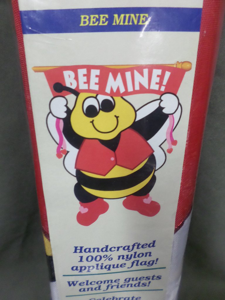 Bee Mine Valentine Decorative Applique Flag