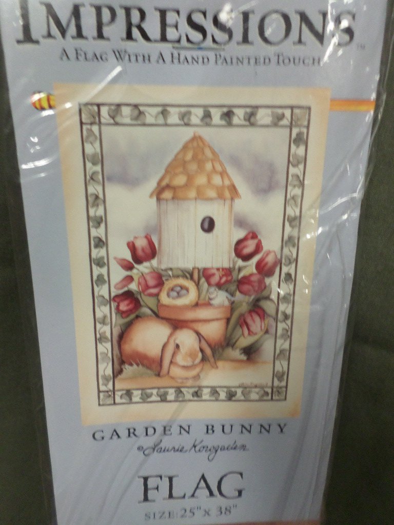 Easter Bunny & Birdhouse Decorative Screen Printed Flag
