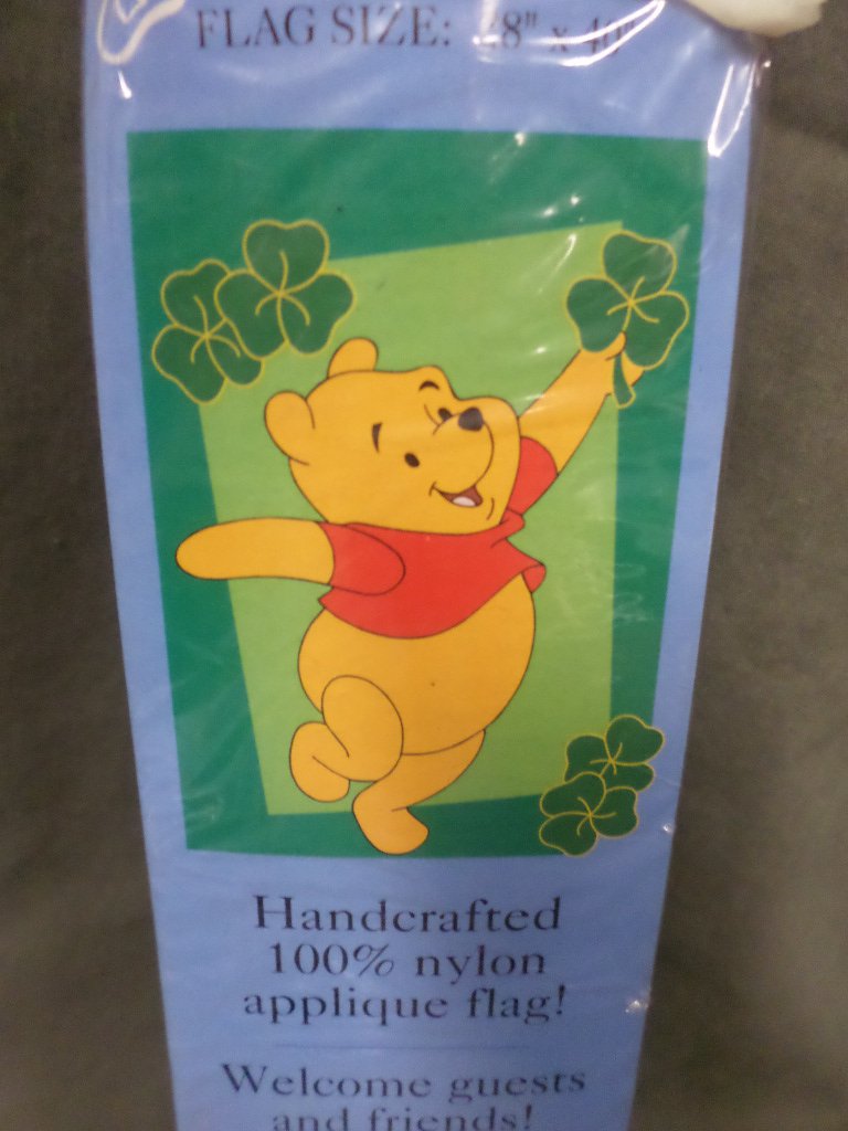 St Patrick's Winnie the Pooh Decorative Applique Flag