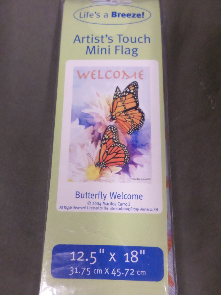 Mini Butterfly Welcome Decorative Screen Printed Flag
