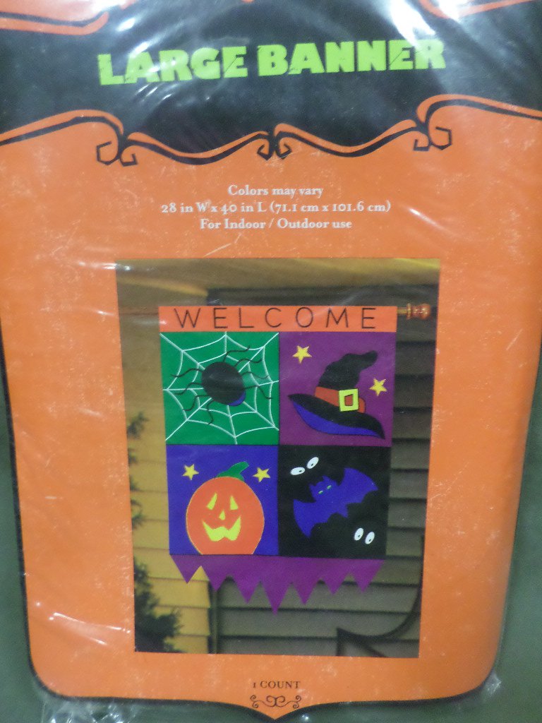Halloween Welcome Decorative Applique Flag