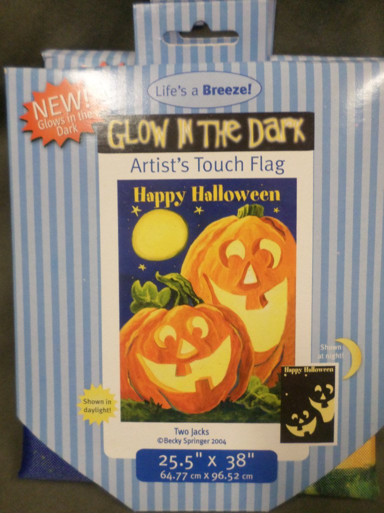 Halloween Two Jacks Pumpkins Decorative Screen Printed Flag