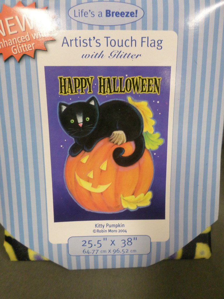 Halloween Black Cat Pumpkin Decorative Screen Printed Flag