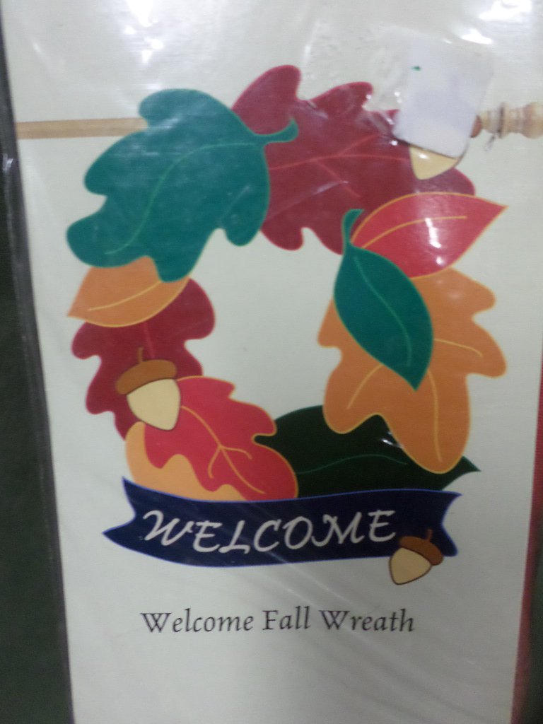 Welcome Fall Wreath Decorative Applique Flag