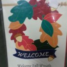 Welcome Fall Wreath Decorative Applique Flag