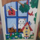 Birdhouses & Cats Decorative Screen Printed Flag