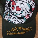 Ed Hardy "Love Kills Slowly" Rhinestone Cap - Olive Green