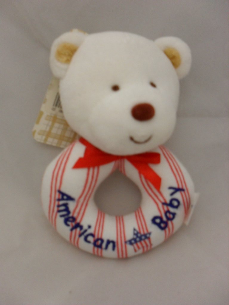 Cherokee Baby American Bear Round Plush Rattle Toy