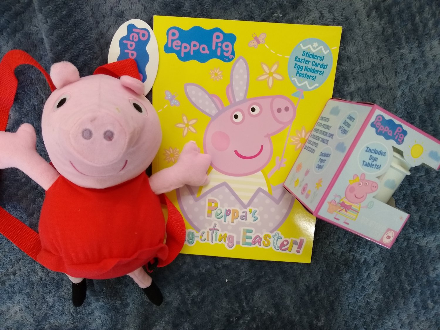Peppa Pig Plush Backpack, Color Book & Egg Bundle