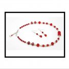 Red & Pink: Necklace with matching earrings (N1018)