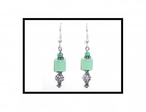 Green/Silver: Earrings (E2050)