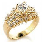 18kt Gold gp Ladies Clear Crystal Ring Sz 5-10 W521 Free Shipping Best Seller