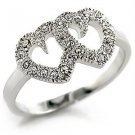 Rhodium rp Ladies Pave Crystal #317 Ring Sz 5-10 Hearts