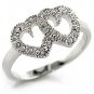 Rhodium rp Ladies Pave Crystal #317 Ring Sz 5-10 Hearts