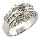 Rhodium rp Ladies Clear Crystal Ring Sz 5-10