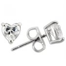 .925 Sterling Silver 1 Carat Cubic Zircinian Heart Earrings Ear Studs OW165