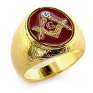 18 kt Gold gp Masonic Mens Ring Oval Face 9-14 Red