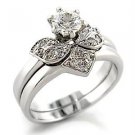 Rhodium rp Wedding Set Ladies Ring Size 5-10 W295 Free Shipping