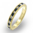 18kt Gold gp Simulated Sapphire and Clear Stone Eternity Ring Sz 4-9 ET-7