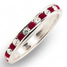 Rhodium rp Simulated Ruby and Clear Stone Eternity Ring Sz 4-9 ET-18