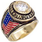 18kt Gold gp Truck Driver Simulated Sapphire Ring Sz 9-14 T4 Free Shipping