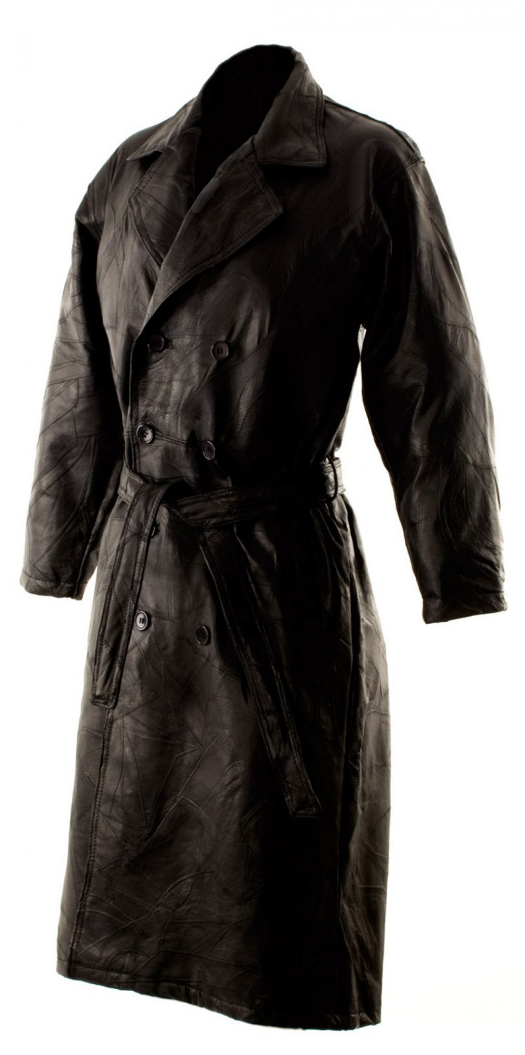 Dakota Leather Co. Patchwork Leather Trench Coat (LARGE)