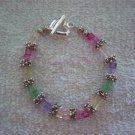 Rainbow Crackle Glass & Silver Bracelet - TTcg