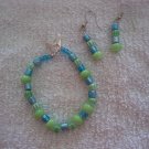 Blue & Green glass bead Bracelet & Earring Set- TTbg