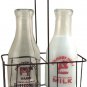 Vintage Glass Milk Bottles w/ Carrier -CWG25739