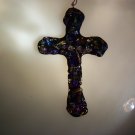 Handmade Opaque Black Glass Cross - FCbc