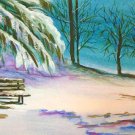 Snowy Park Bench Print - NWsbp