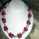 SALE! Turquoise and Red Coral Necklace - CGsb