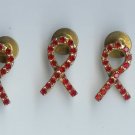 Ribbon Bows With Red Rhinestones - EArb