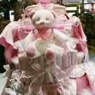 4 Tier Baby Girl Basket Diaper Cake - TH4tbg