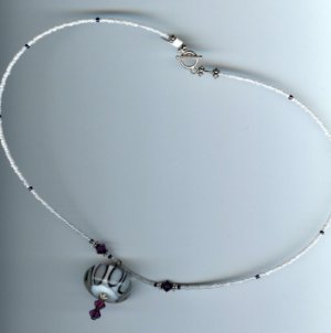 Red Violet & White Glass Bead Necklace - EArvn