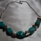 Turquoise and Silver Nugget Necklace  - DZsn