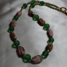 Pink and Green Nugget Necklace  - DZpg