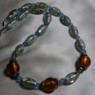 Gold and Blue Lampwork Necklace  - DZgb