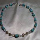 Turquoise, Crystal and Silver Necklace  - DZtc