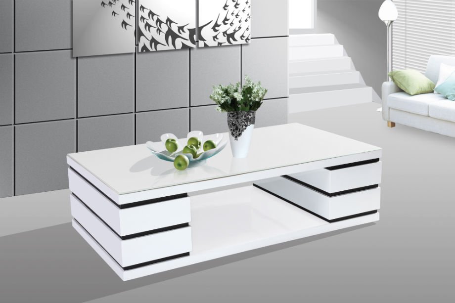 Modern Contemporary White/Black Coffee Table TBQF5017