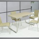 5 PC Modern Natural with Chrome Finish Dining Room Set Table & Chairs TBQD204