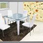 5 PC Modern White Dining Set with Tempered Glass Top Table & Chairs TBQD335