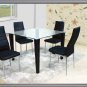 5 PC Modern Black Dining Set with Tempered Glass Top Table & Chairs TBQD336