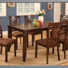 7 Pc Modern Dark Cherry Dining Set Table & Chairs TBQD640
