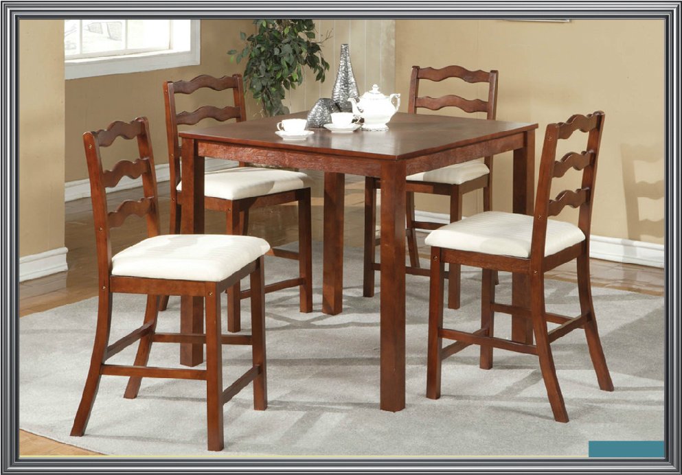 5 Pc Modern Cherry Counter Height Dining Room Table & Chairs Set TBQD791