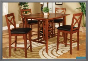 5 Pc Modern Light Oak Dining Set Table & Chairs TBQD842