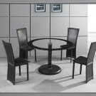 5 Pcs Modern Contemporary Glass Black Dining Table and Chairs Set TBQD5034