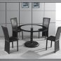 5 Pcs Modern Contemporary Glass Black Dining Table and Chairs Set TBQD5034
