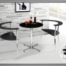 3 Pcs Modern Tempered Glass Love Dinette Table and Chairs Set TBQD5039